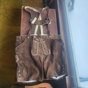 Men's Classic Brown Lederhosen with Embroidery
